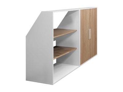 Meuble sous pente 2 portes et 2 étagères - Blanc et naturel - ADEZIO