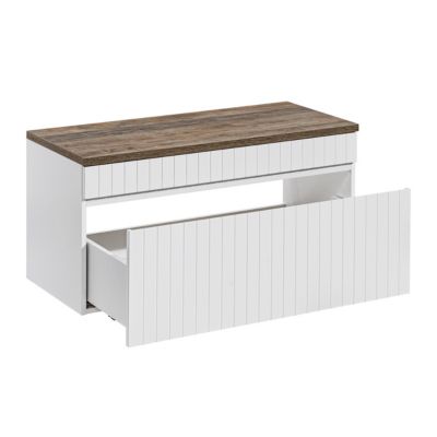 Meuble sous-vasque 100cm plan de toilette Zelie Blanc et Bois