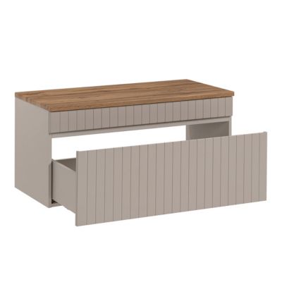 Meuble sous-vasque 100cm plan de toilette Zelie Cachemire et Bois