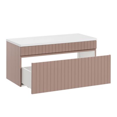 Meuble sous-vasque 100cm plan de toilette Zelie Rose et Blanc