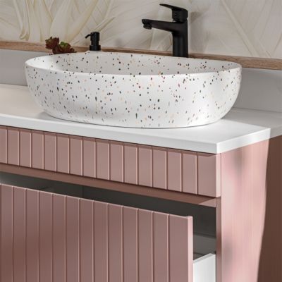 Meuble sous-vasque 100cm plan de toilette Zelie Rose et Blanc