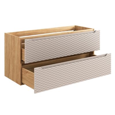 Meuble sous-vasque 120cm 2 tiroirs Elora Beige et bois