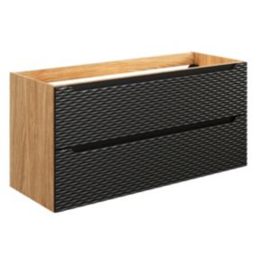 Meuble sous-vasque 120cm 2 tiroirs Elora Noir et bois