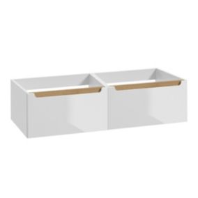 Meuble sous-vasque 120cm 2 tiroirs Livia Blanc et Bois