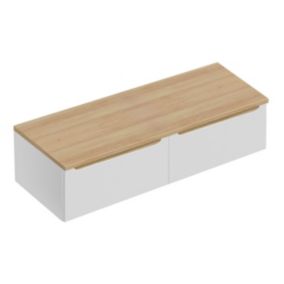 Meuble sous-vasque 120cm 2 tiroirs plan de toilette Livia Blanc et Bois