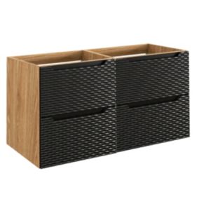 Meuble sous-vasque 120cm 4 tiroirs Elora Noir et bois