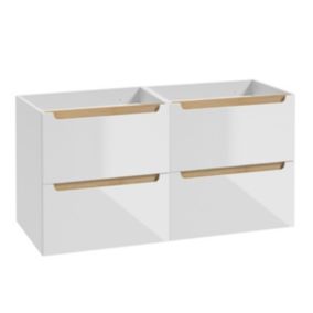 Meuble sous-vasque 120cm 4 tiroirs Livia Blanc et Bois