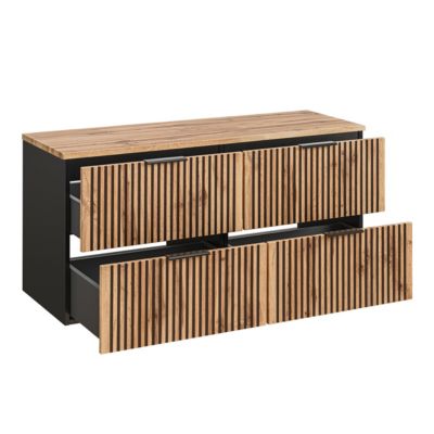 Meuble sous-vasque 120cm plan de toilette Gaia Bois et Noir