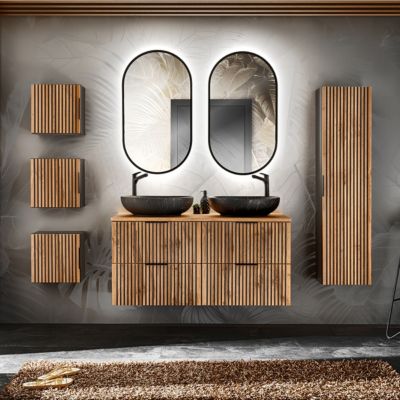 Meuble sous-vasque 120cm plan de toilette Gaia Bois et Noir