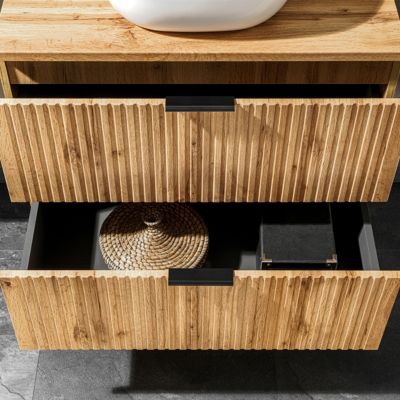 Meuble sous-vasque 140cm 2 niches Adriel Bois