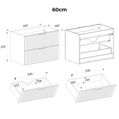 Meuble sous-vasque 140cm 2 niches Adriel Bois