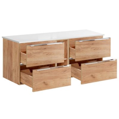 Meuble sous-vasque 140cm 2 niches April Bois et Blanc