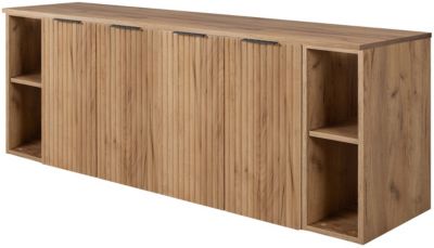 Meuble sous vasque à 4 portes FLOW CHÊNE 160 cm avec 2 x l'étagères - extensions et plan