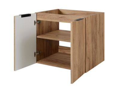 Meuble sous vasque à 4 portes FLOW CHÊNE 160 cm avec 2 x l'étagères - extensions et plan