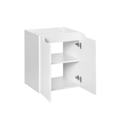 Meuble sous-vasque 50cm 2 portes plan de toilette Riva Blanc et Bois