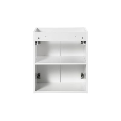Meuble sous-vasque 50cm 2 portes plan de toilette Riva Blanc et Bois