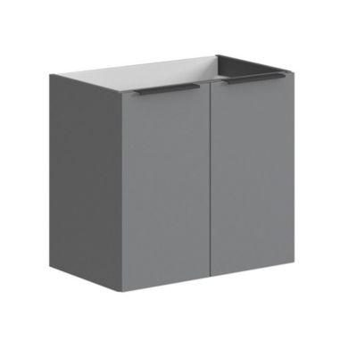 Meuble sous-vasque 60 cm faible profondeur SANTIAGO 2 portes fermeture progressive - gris onyx 60 x 55 x 38 cm