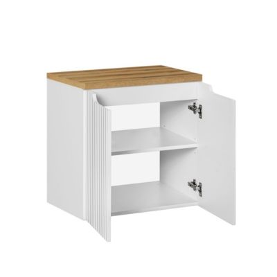 Meuble sous-vasque 60cm 2 portes plan de toilette Riva Blanc et Bois