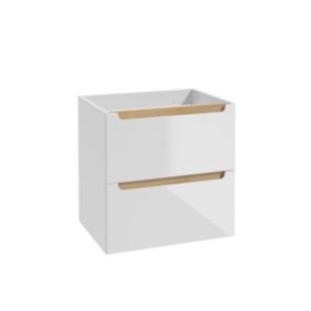 Meuble sous-vasque 60cm 2 tiroirs Livia Blanc et Bois