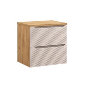 Meuble sous-vasque 60cm plan de toilette Elora Beige et bois