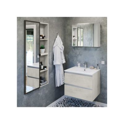 Meuble sous-vasque 70 cm Béton blanc + vasque - BADEN