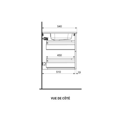 Meuble sous-vasque 70 cm Béton blanc + vasque - BADEN