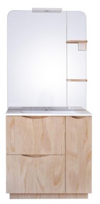 Meuble sous vasque 80 cm effet bois avec vasque et miroir LED, Ondee Palermo