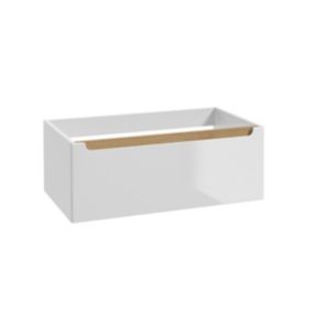 Meuble sous-vasque 80cm 1 tiroir Livia Blanc et Bois