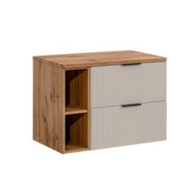 Meuble sous-vasque 80cm 2 niches Adriel Cachemire et Bois