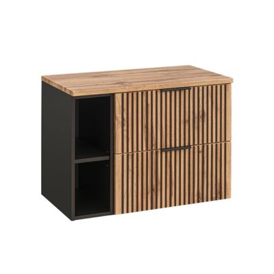 Meuble sous-vasque 80cm 2 niches Gaia Bois et Noir