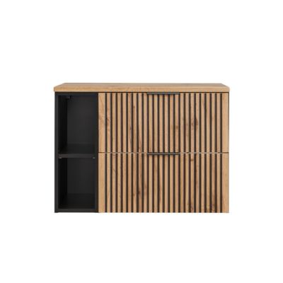 Meuble sous-vasque 80cm 2 niches Gaia Bois et Noir