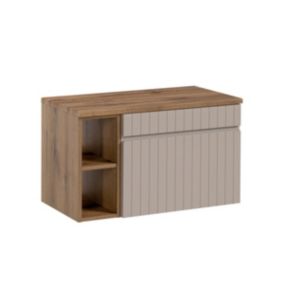 Meuble sous-vasque 80cm 2 niches Zelie Cachemire et Bois