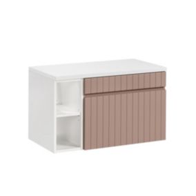 Meuble sous-vasque 80cm 2 niches Zelie Rose et Blanc