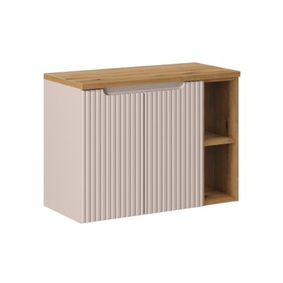Meuble sous-vasque 80cm 2 portes 2 niches Riva Cachemire et Bois