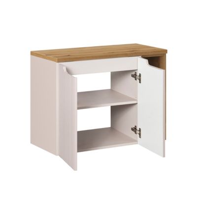 Meuble sous-vasque 80cm 2 portes 2 niches Riva Cachemire et Bois