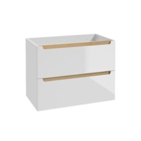 Meuble sous-vasque 80cm 2 tiroirs Livia Blanc et Bois