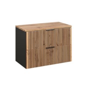 Meuble sous-vasque 80cm plan de toilette Gaia Bois et Noir