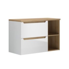 Meuble sous-vasque 90cm 2 niches Livia Blanc et Bois