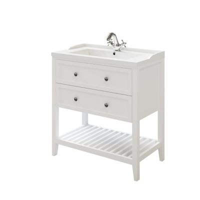 Meuble sous vasque à poser 2 tiroirs 1 niche blanc mat l.80 cm Perma + plan vasque Lana, GoodHome