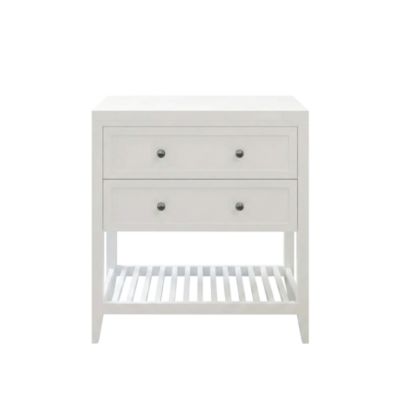 Meuble sous vasque à poser 2 tiroirs 1 niche blanc mat l.80 cm + plan de toilette, GoodHome Perma