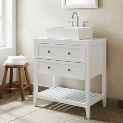 Meuble sous vasque à poser 2 tiroirs 1 niche blanc mat l.80 cm + plan de toilette, GoodHome Perma