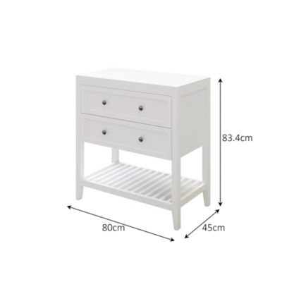 Meuble sous vasque à poser 2 tiroirs 1 niche blanc mat l.80 cm + plan de toilette, GoodHome Perma