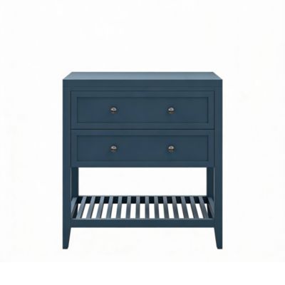 Meuble sous vasque à poser 2 tiroirs 1 niche bleu mat l.80 cm + plan de toilette, GoodHome Perma