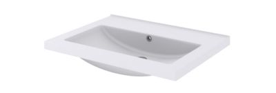 Meuble sous vasque à poser 2 tiroirs 1 niche placage chêne l.60 cm Perma + plan vasque blanc Nira, GoodHome