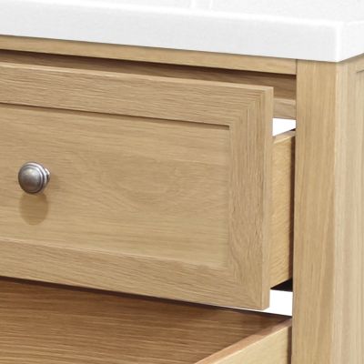 Meuble sous vasque à poser 2 tiroirs 1 niche placage chêne l.80 cm Perma + plan vasque blanc Lana, GoodHome