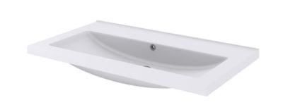 Meuble sous vasque à poser 2 tiroirs 1 niche placage chêne l.80 cm Perma + plan vasque blanc Nira, GoodHome