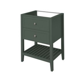 Meuble sous vasque à poser 2 tiroirs 1 niche vert mat l.60 x H.80,6 x P.45 cm, GoodHome Perma