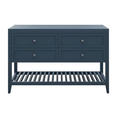 Meuble sous vasque à poser 4 tiroirs 1 niche bleu mat l.120 cm Perma + plan de toilette, GoodHome