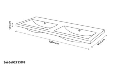 Meuble sous vasque à poser 4 tiroirs 1 niche placage chêne l.120 cm Perma + plan double vasque céramique blanc Nira, GoodHome