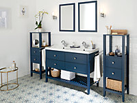 Meuble sous vasque à poser 4 tiroirs GoodHome Perma bleu 120 cm + plan double vasque Lana